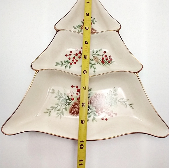 Lenox divided serving tray. Boxwood pine pattern. Great for Olives, pickles. - Picture 4 of 11